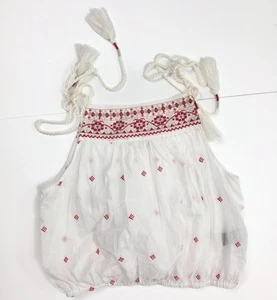 Altar'd State Embroidered Red & White Boho Square Neck Blouse Women's Size S - Picture 1 of 6