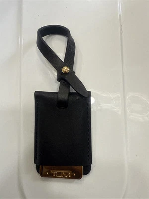 NUEVO Colgador de cuero negro desmontable/metal dorado Tumi Foto 1 de 4