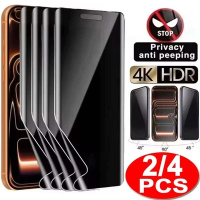 Privacy Hydrogel Film For iPhone 17 16 15 14 13 12 11 Pro Max Screen Protector - Image 1 of 4