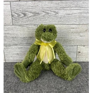 Douglas CUDDLE TOY Plush Frog Green Sitting 9 inch Stuffed Animal Soft Bow Tie - Picture 1 of 8