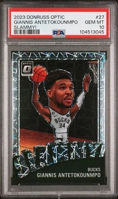 Giannis Antetokounmpo 2023 Donruss Optic ¡SLAMMY! #27 - PSA 10 GEMA COMO NUEVA - Bucks - Foto 1 de 2