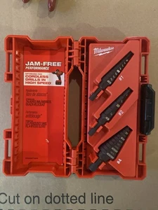 Milwaukee 3-TEILIGES STUFENBOHRER-SET, NEU, OFFENER KARTON, MIT TRAGETASCHE, USA - Bild 1 von 3