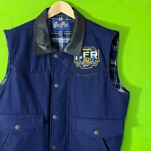 Large Wool Wrangler NFR 60th Las Vegas Rodeo Vest South Point Casino Mens Blue - Picture 1 of 6