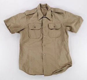 US Military VTG Khaki 1/4 Sleeve Button Up Shirt Utility Short Sleeve Mens M - Picture 1 of 7
