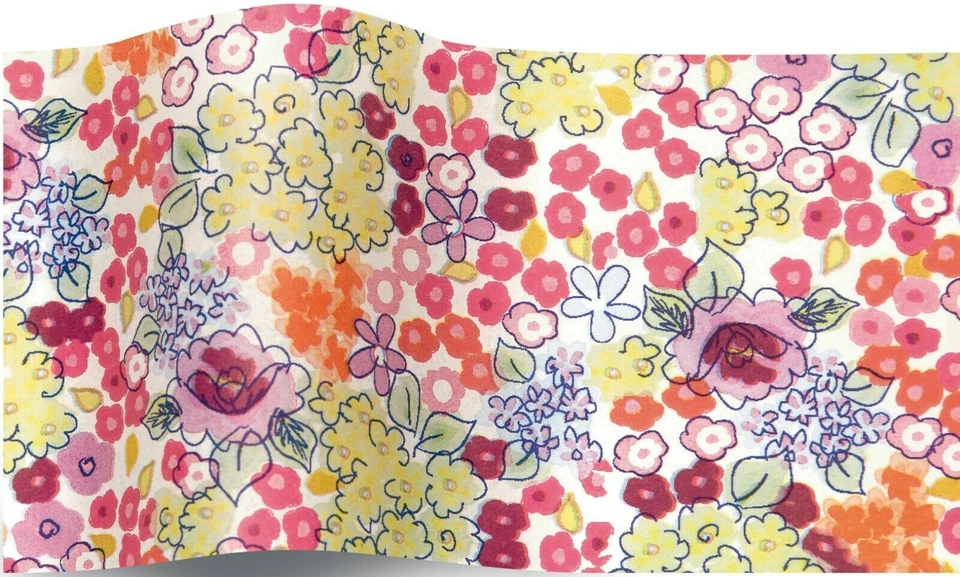 Liberty Bloom pink floral Satin wrap Tissue Wrapping Paper 5 sheets 50x75cm - Image 1 of 1