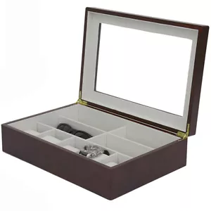 Valet Eyeglasses Pens Watches 5 Extra Large Compartments Burlwood - Picture 1 of 1