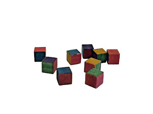 Wood Blocks 9 Children's Dollhouse 1:12 Miniature Multi-colored 1/4 In Sq Toys