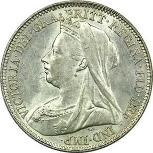 1897 Great Britain Silver Sixpence 6D, About Uncirculated AU+ - Picture 1 of 2
