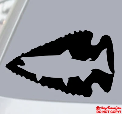 Calcomanía de vinilo punta de flecha salmón pegatina parachoques ventana indio nativo americano pez Foto 1 de 4