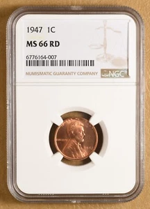 1947 P Lincoln Wheat Cent NGC MS66RD - Picture 1 of 4