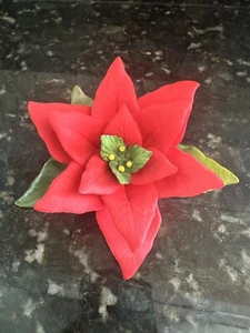 Capodimonte Porcelain Red Poinsettia Made In Italy Christmas - Picture 1 of 7