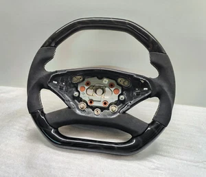 MERCEDES S W221 STEERING WHEEL FLAT TOP GLOSS BLACK CUSTOM ALCANTARA W216 CL S63 - Picture 1 of 7