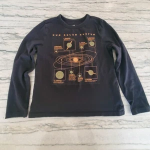Gap Kids Girls Black Solar System Organic Cotton Long Sleeve Graphic Tee Size M - Picture 1 of 7