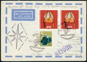 GDR lot 5 airmail letters via Berlin to Prague (with CSA), 2x Bruxelles, 3 Kuala-Lumpur - Picture 1 of 10