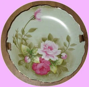 Lefton Handpainted Floral Plate 9" Vintage Decorative Cake/Serving Plate 719 - Picture 1 of 5