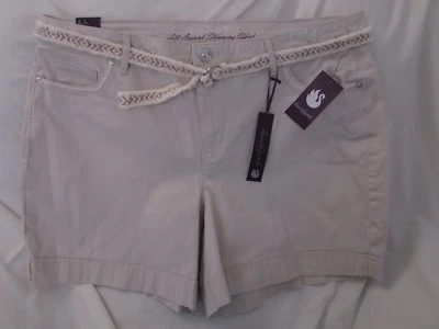 Дамы "Gloria Vanderbilt" размер 16, натуральный песок (кремовый) подпоясанный, с манжетами, шорты - Изображение 1 из 3