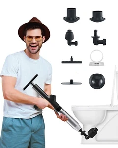 WC Kolben Luftablass Blaster Hochdruck Abfluss Verstopfung Entferner Werkzeuge - Bild 1 von 14