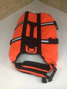 Pet Dog Life Jacket Swimmimg Safety Size Medium Orange and Black 