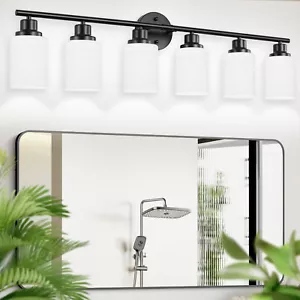 6 Lights LED Black Modern Vanity Light For Bathroom Mirror Wall Lamp Fixture - Picture 1 of 12