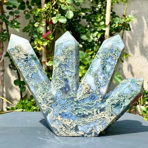 2,16 Pfund Natürliches Wasser Gras Achat Mehrspitz Obelisk Kristall Energiesäule. - Bild 1 von 14