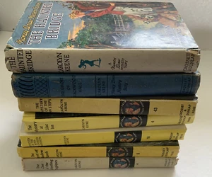 Vintage 7 BOOK LOT Nancy Drew Carolyn Keene 1939 - 1956 Instant LIbrary Decor - Picture 1 of 24