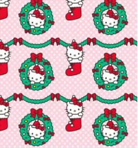 Hello Kitty Xmas Luggage TAG HAND MADE COTTON PRINT TRAVEL GIFT KIDS NWT - Picture 1 of 3