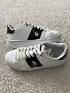 U.S. Polo Assn White Womens Girls Boys Trainers Shoes Size 3.5 - 4 Eur 37 - Picture 1 of 10