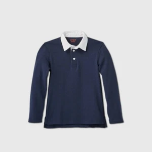 Boys' Twill Collared Long Sleeve Interlock Uniform Polo Shirt - Cat & Jack™ XXL - Picture 1 of 1