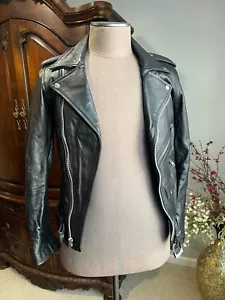 Men’s THE CAST NYC Black LEATHER Biker JACKET Size Small - Picture 1 of 11
