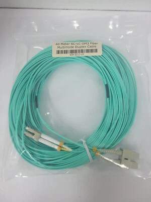 SC-LC OM3 Fiber Multimode Duplex Cable - { 40 Meter } Aqua - Image 1 of 4