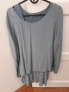 2 Tops Lagenlook Baumwolle und Seide Bluse Blau Damen 42 L XL Neuwertig 100% - Bild 1 von 4