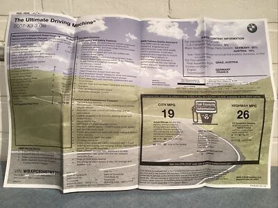 BMW X3 3.0si 2007 pegatina Monroney ventana original Foto 1 de 2