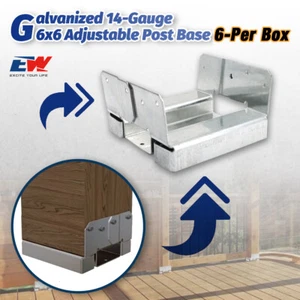 6PACK Adjustable 6x6 Post Base ABA66Z ZMAX kit for Porch Railings, Mailbox Posts - Picture 1 of 21