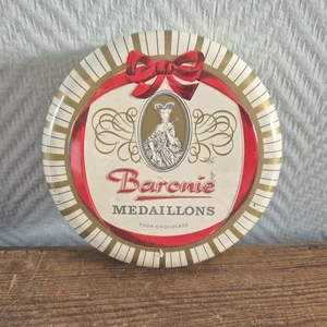 Vintage BARONIE Medaillons Tin Chocolate HOLLAND Art Deco Design Embossed Candy - Picture 1 of 5