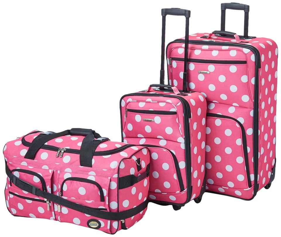 Rockland 3 PC LUGGAGE SET F165-PINKDOT Luggage Set