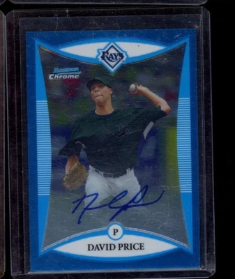 2008 BOWMAN CHROME DAVID PRICE BLUE ROOKIE AUTO 96/150 RC - Image 1 of 2