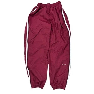 Y2K Nike weinrot weiß durchgehender Seitenreißverschluss Trainingshose Swishy Herren Large - Bild 1 von 7