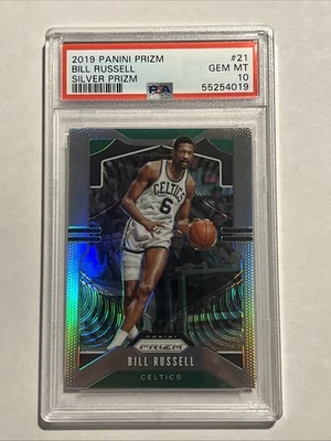 Panini Prizm Bill Russell Silver Prizm #21 Boston Celtics 2019-20 clasificación PSA 10 Foto 1 de 4