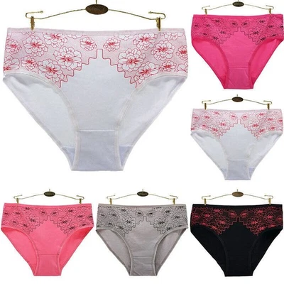 Fashion Briefs Cotton Panties 6 Pack High  Underwear Waist Women Ladies Knickers - Image 1 of 4
