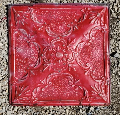 ANTIQUE METAL TIN CEILING TILE 24” X 24" SALVAGED VINTAGE  - Image 1 of 2