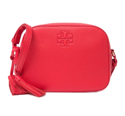 TORY BURCH Women's Thea Leather Shoulder Crossbody Bag Brilliant Red 55369 - Imagem 1 de 4