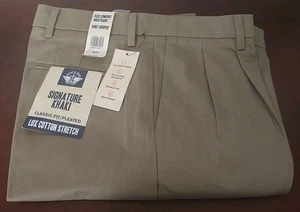 Dockers Mens Signature Khaki Classic Fit Pleated Lux Cotton Stretch 36x34 - Picture 1 of 4