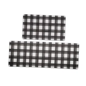  Modern Farmhouse Plaid 2 Piece Set Kitchen Mats for Floor Anti Fatigue  - Picture 1 of 8