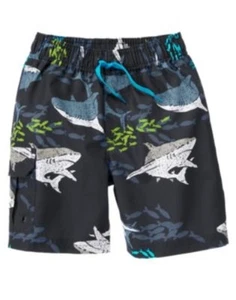 GYMBOREE SWIM SHOP BLACK SHARK N FISH SWIM TRUNKS 4 5 6 7 8 10 12 NWT - Picture 1 of 1
