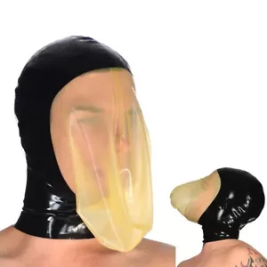 Máscara con capucha de látex cremallera trasera con bolsa de respiración sellada asfixia fetiche BDSM - Imagen 1 de 7
