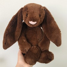 Jellycat LARGE Bashful Chocolate Bunny Rabbit Plush Stuffed Brown 15" EXCELLENT