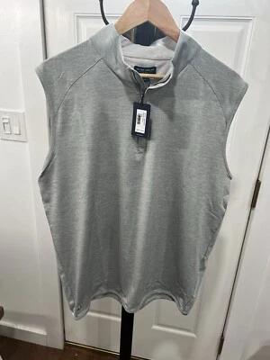 Mens Peter Millar Crown Crafted Stealth 1/4 Zip Vest Gale Gray Size Large New - Image 1 of 4