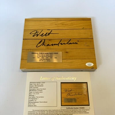 Wilt Chamberlain Signed Los Angeles Lakers Forum Game Used Floor JSA COA - Image 1 of 4