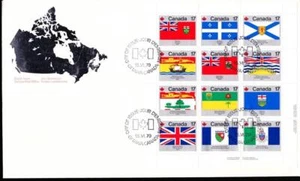 Canada 1979 Provincial & Territorial Flags, FDC LR pane of 12, sc#832a - Picture 1 of 1