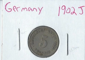 Coin Germany (Empire) 5 Pfennig 1902 J KM11 - Picture 1 of 3